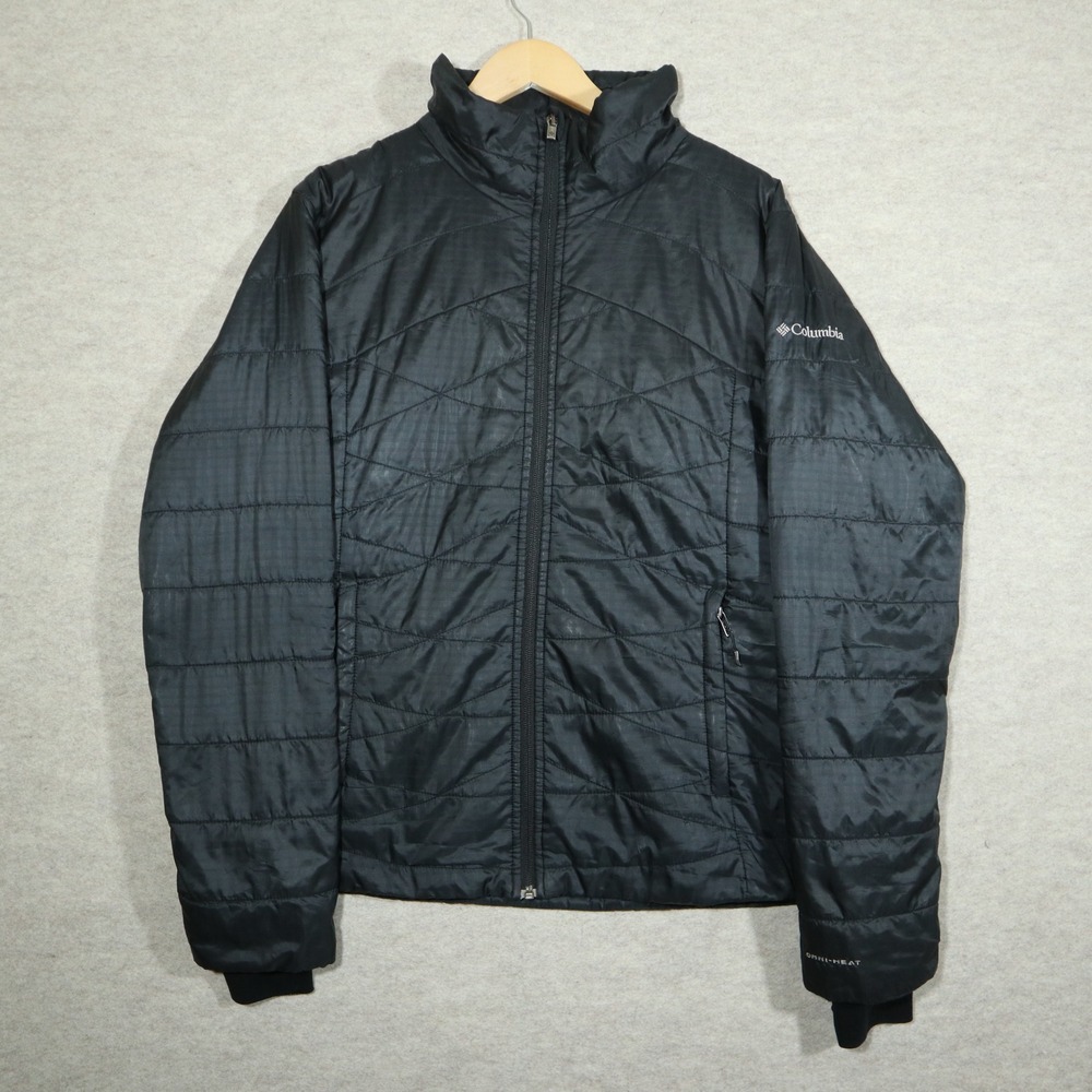 Columbia Omni-Heat Puffer Jacket Mens XL Black Insulated Quilted Ripstop Coat